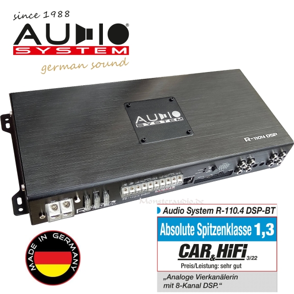 Audio System R-110.4 DSP-BT digitaler 4-Kanal-Verstärker mit Bluetooth & 8-Kanal Soundprozessor DSP R110.4DSP